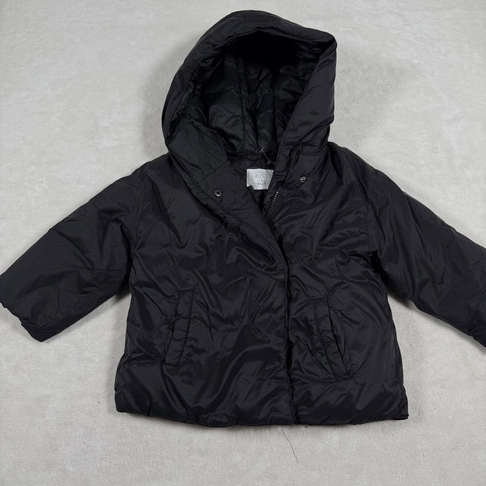 Zara Kids Black Puffer Jacket Hooded Quilted Winter Coat Size 3-4 Years 104